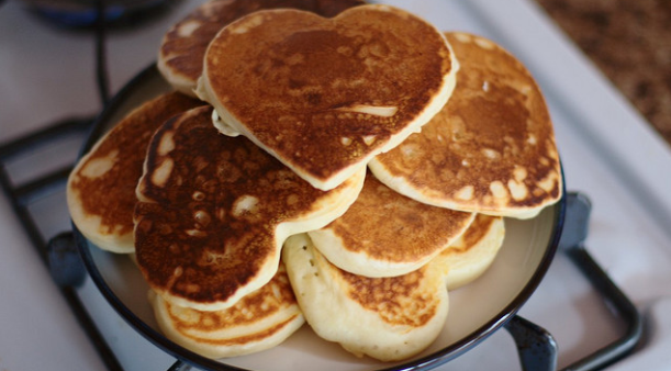 heart-shaped pancakes